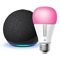 Echo Dot (5th Gen, 2022 Release) in Charcoal bundle with TP-Link Kasa Smart Color Bulb
