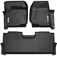 OEDRO Floor Mats Compatible for 2017-2024 Ford F-250 / F-350 Super Duty Crew Cab, Front Row Bucket Seats, Unique Black TPE All-Weather Guard - Custom Fit