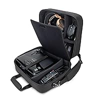 USA Gear Projector Case - Projector Bag Compatible with DBPOWER, ViewSonic PJD5134, Dr. J HI-04, PVO Portable Projector and More Movie Projector - Scratch Resistant & Customizable Interior (Black)