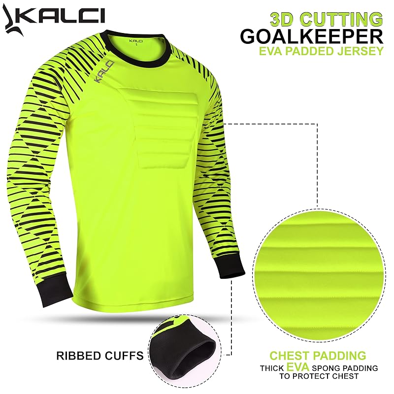 Kalci Soccer Goalie Jersey Padded Football Shirt for Adult/Kids