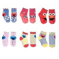 Sesame Street girls Sesame Street Quarter Socks, Chambray Heather (6 Pack), X-Small US