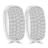 1.25 ct Ladies Round Cut Diamond Hoop Earrings (G Color SI-1 Clarity) in 14 kt White Gold