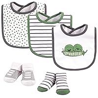 Hudson Baby Unisex BabyCotton Bib and Sock Set