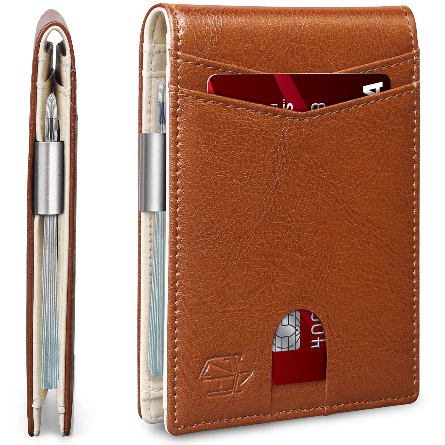 Zitahli Slim Wallet for Men-Leather Money Clip Mens Wallets-RFID Blocking Front Pocket Bifold Wallet-Minimalist Credit Card Holder with Gift Box