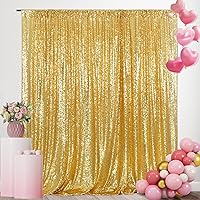 SquarePie Sequin Backdrop 10FT x 10FT Gold Photography Background Sparkly Curtain Selfie Wall for Wedding Party Decoration