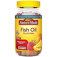 Fish Oil Gummies, 150 Softgels Value Size, with Heart-Healthy Omega 3s 57 mg, in Delicious Strawberry, Lemon, & Orange