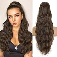Ponytail Extension,Drawstring Ponytail Hair Extensions for Women,26 Inch Long Body Wave Synthetic Pony Tails Hair Extensions Clip in Hairpieces for Daily Use (26 Inch, Chestnut Brown)