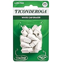 Ticonderoga Pencil Cap Erasers, White, 25 Count, 6 Packs (X38025)