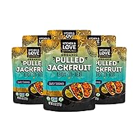 Kitchen & Love Jackfruit Lightly Seasoned, Organic, Fully Cooked, Versatile Plant Based Meat Alternative, Gluten Free, 90 seconds, High in Fiber, Non GMO Verified, Kosher, Vegan, 8 Oz (Pack of 6)