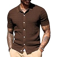 PJ PAUL JONES Mens Polo Shirt Knit Textured Short Sleeve Golf Shirt Button Down Knitwear