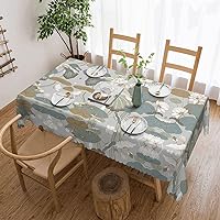 Black Lily Pads Print Tablecloth,Long Tablecloths Rectangular 54 X 72 Inch,Kitchen Dining Tabletop Cover Table Cloths for Home,Wedding