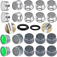 20 Sets of Faucet Aerators with Gaskets 2.2 GPM Plug-in Restrictor Replacement Parts for Bathroom or Kitchen Plug-in Aerators (stainless Steel and Green)
