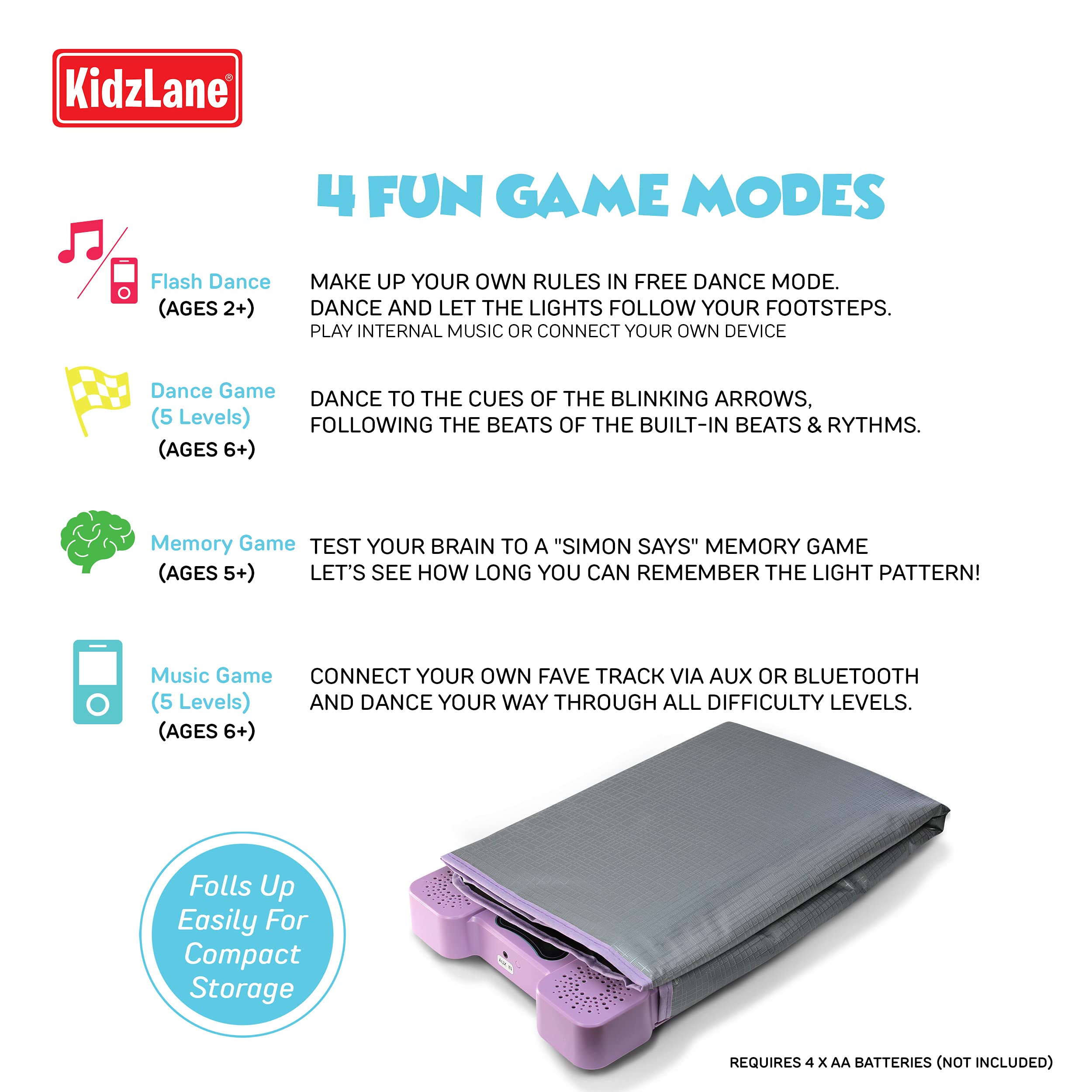 Kidzlane Durable Piano Dance Mat & Light Up Dance Pad with Wireless Bluetooth