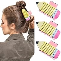 3Pcs Pencil Hair Claw Clips Funny Teacher Hair Clips Cute Hair Jaw Barrettes Back To School Hair Accessories for Teachers Appreaction Gift (Yellow)
