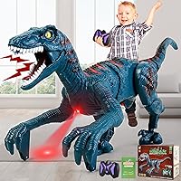 ROTERDON Jurassic 2.4G Remote Control Dinosaur Toy - 8-Channel Electronic Pet for Kids with Walking, Roaring, Tail Wagging & Singing