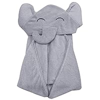 YOYOO Premium Baby Bath Towel – Viscose Derived from Bamboo, Baby Hooded Towels - Newborn Essential Cute Grey Little Elephant -Perfect Baby Registry Gifts for Boy Girl - 37.5 × 37.5 ''