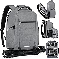 SDYSM Camera Bag Backpack Professional for DSLR SLR Mirrorless Camera Waterproof Camera Laptop Backpack 14 Inch with Rain Cover Anti Theft Travel Camera Case Large Capacity Photography Backpack Grey