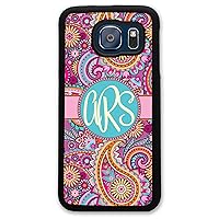 Samsung Galaxy S6, Phone Case Compatible with Samsung Galaxy S6 Pink Paisley Monogram Monogrammed Personalized SGS6