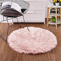 Pink Round Rug for Girls Bedroom Fluffy Circle Rug 3ft Faux Fur Rug Washable Throw Rug for Living Room Cute Plush Shag Rug Luxury Home Decor