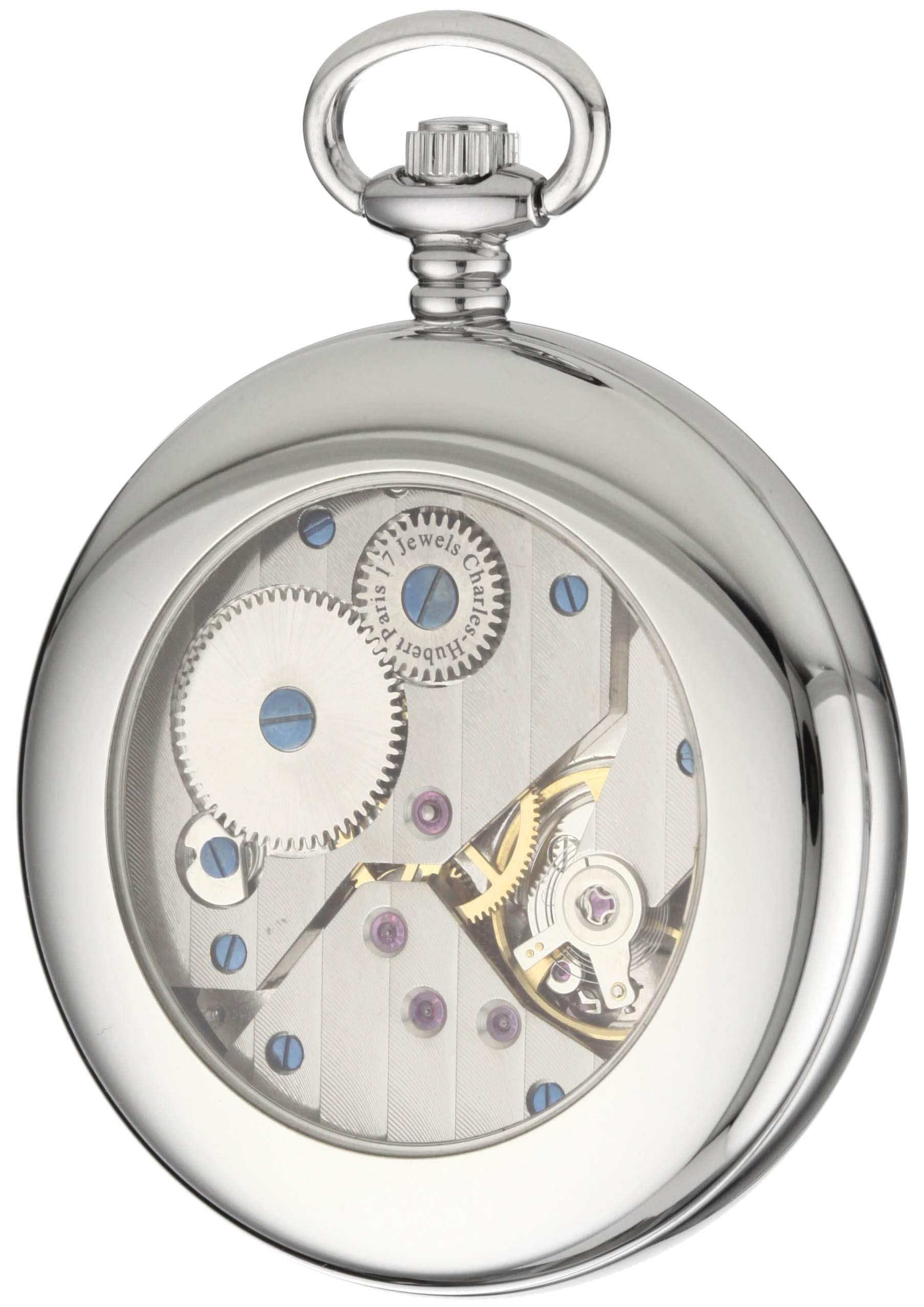Charles-Hubert, Paris 3912-W Premium Collection Stainless Steel Pocket Watch