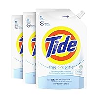 Tide Free & Gentle Laundry Detergent Liquid Soap, 93 Loads (New Concentrated), 45 Fl Oz (Pack of 3)