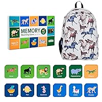Wildkin 15-inch Backpack and Animals Memory Matching Game (36 pc) Bundle: Boost Memory Educational Card, and Comfortable Kids Backpack (Horse Dreams)