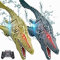 Remote Control Dinosaur, 2.4G Water Toys RC Boat with Light Module Batteries Boat for Swimming Pool Lake Bathroom Bath Birthday Party Kids Boys Girls