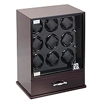 Diplomat 31-429 Nine Black Leather Interior and Four Program Settings Watch Winder (Ebony Wood Finish)