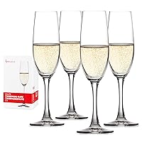 Salute 7.4 oz Flute (Set of 4) Champagne Glasses, 4 CT, WHITE