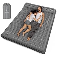 QPAU Camping Sleeping Pad, 2 Person Camping Mat, Enhanced Support for Healthy, with Built-in Foot Pump, 4.7 Inch Durable Sleeping Mattress for Camping, Hiking, Backpacking and Home - Grey-1
