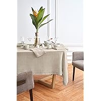 Solino Home Linen Wide Tablecloth 70 x 90 Inches – 100% Pure Linen, Prewashed Light Flax Tablecloth Handcrafted from European Flax – Sonoma Tablecloth for Dinning, Party, Event, Occasions