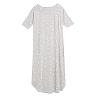 Marks and Spencer Women's Viscose Star Print Long Nightdress, Grey Mix, 12