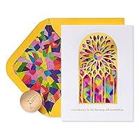 Papyrus Religious Birthday Card - Illustrated by Sandra K Pena (God Shines In You, Stained Glass)