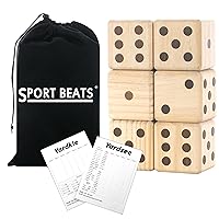 SPORT BEATS Giant Wooden Yard Dice, Outdoor Games Set of 6 with Two Games