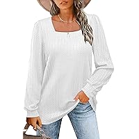 Zeagoo Long Sleeve Square Neck Shirts Lightweight Rib Knit Pullover Sweater Causal Loose Fit Tunic Blouse Top