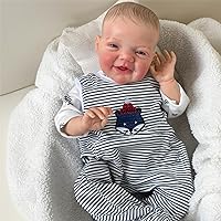 Angelbaby Lifelike Reborn Baby Dolls Boy 20 inch Realistic Silicone Newborn Bebe Doll Real Looking Laughing Toddler Doll with Soft Body Hand Painted Reborns Alive Open Month Real Baby Doll Sets