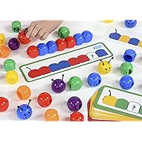 Kids Color Sequencing Bugs in Multicolored - Sorting Math Learning Toy - 78 Body Pieces and 24 Work Cards - 3+ Years