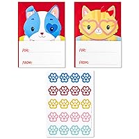 Hallmark Valentines Day Cards and Stickers for Kids School, Kittens and Puppies (24 Classroom Valentines with Envelopes, 40 Stickers)