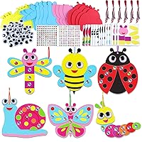 Qyeahkj 412pcs Spring Foam Crafts Kit for Kids 24 Sets Bug Foam Paper Arts Gifts with Magnet Insect Ladybug Butterfly Sticker Craft Projects for Home Class Fun Game Activities Birthday Party Favors