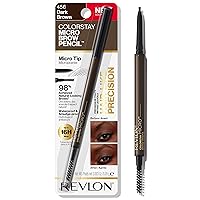 ColorStay Micro Eyebrow Pencil with Built In Spoolie Brush, Infused with Argan and Marula Oil, Waterproof, Smudgeproof, 456 Dark Brown (Pack of 1)
