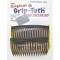 Grip-Tuth Combs - Set Of 2 Hair Side Combs - Hair Combs For All Types Of Hair - Decorative & Hair Styling Women Accessories (Shell, 3 ¼ ″ Wide)