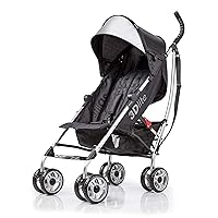 3Dlite Convenience Stroller, Black – Lightweight, with Aluminum Frame, Large Seat Area, Mesh Siding, 4 Position Recline, Extra Large Storage Basket – for Travel