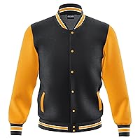 DECKRA Men's Fashion Varsity Jacket Casual Regular Fit Letterman Baseball Bomber Jackets Fleece