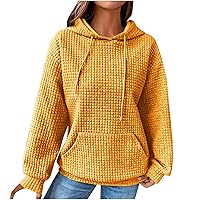 Womens Jacquard Drawstring Ribbed Knit Pullover Hoodie Fall Oversized Sweatshirts Long Sleeve Loose Hood Sweater Tops