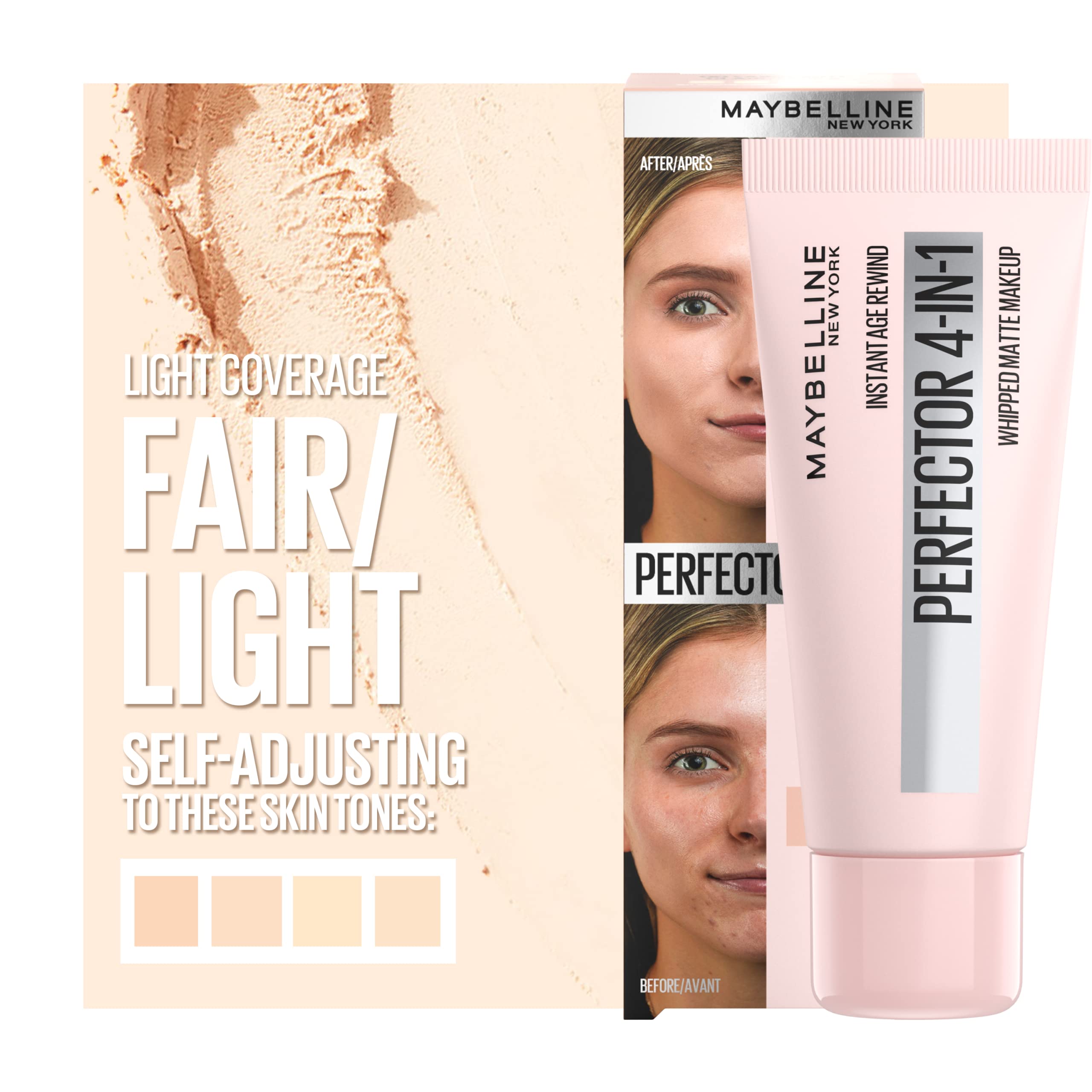 Maybelline New York Instant Age Rewind Instant Perfector 4-In-1 Matte Makeup, 00 Fair/Light, 1 Count
