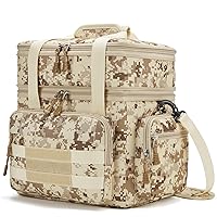 Expandable Tactical Lunch Box for Men, Large Insulated Lunch Bag with Shoulder Strap, Dual Compartment Cooler Bag, Lunchbox for Adult Work Camping Fishing Picnic (Camo, 19L)
