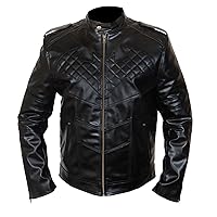 F&H Kid's Superhero Knight Christian Bale Quilted Details Genuine Leather Jacket