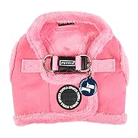 Terry Vest Dog Harness Step-in Winter Suede Warm No Choke No Pull Training Walking for Small and Medium Dog, Pink, Large