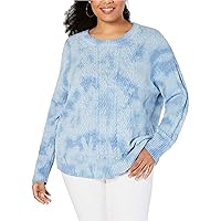 I-N-C Womens Cable-Knit Pullover Sweater, Blue, 0X
