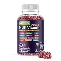 Womens Multivitamin Gummies - Immune Support - 12 in 1 Essential Daily Vitamins & Minerals - Vitamin A, C, D3, E, B6, B12, Folic Acid, Biotin, Calcium, Zinc & More - Vegetarian - Raspberry Flavored